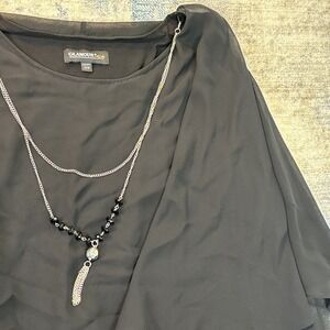 Women's Glamour Nights Black Dress Size 22W Layered Chiffon